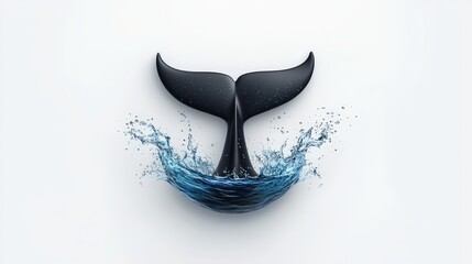 3D Render of Whale Tail Splashing Ocean Water