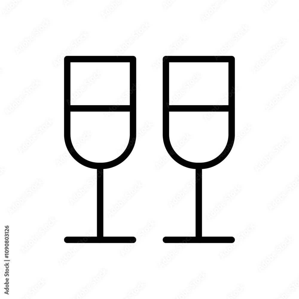 Poster champagne glasses icon web design in vector