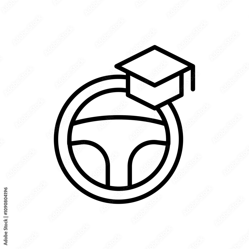 Poster driving school icon web design in vector