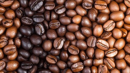 Obraz premium Rows of Coffee Beans in Various Roast Levels Arranged Neatly