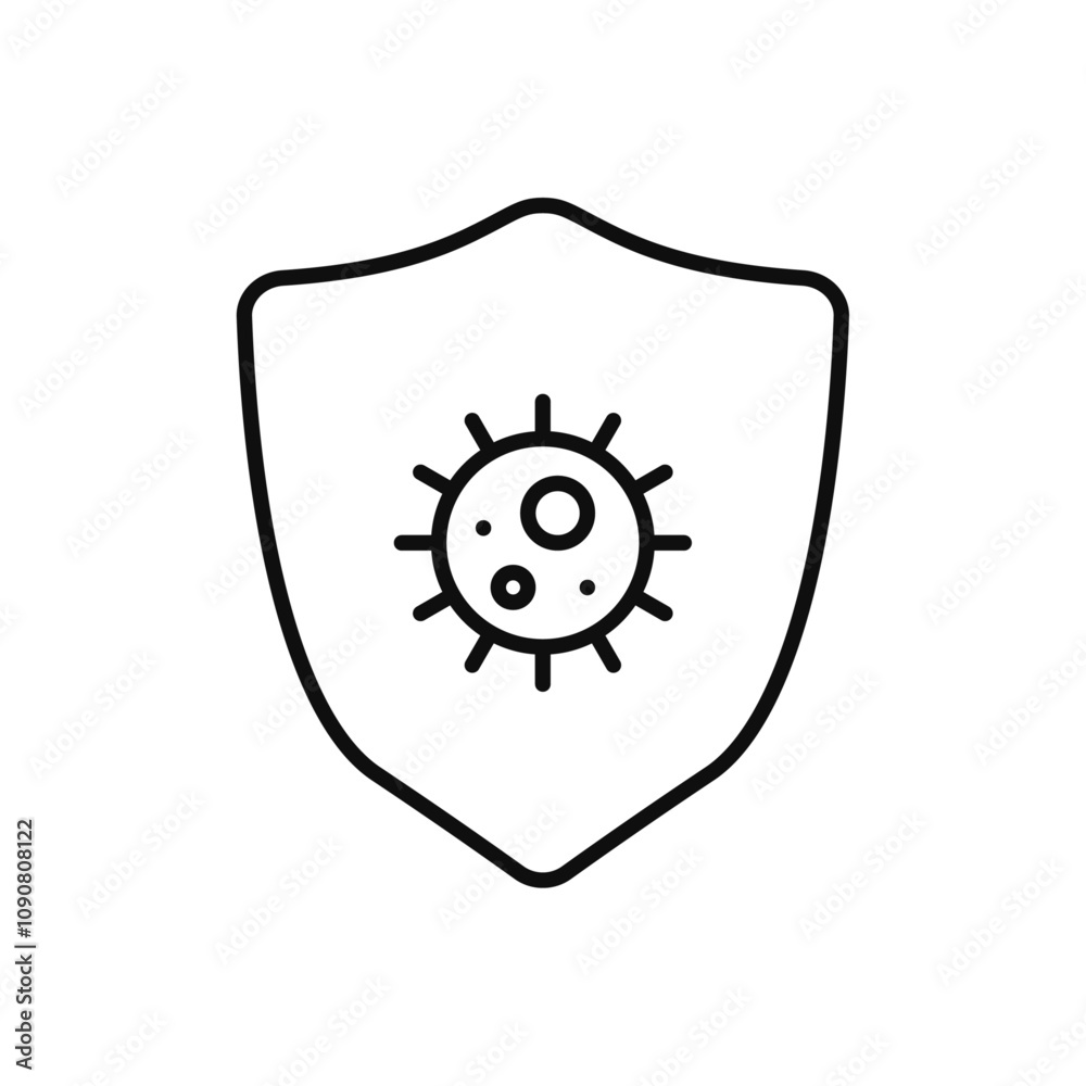 Poster virus protection shield icon web design in vector