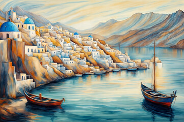 Greek Island art illustration