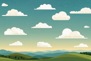Obraz premium Breezy Clear Skies with Idyllic Cloud Illustrations