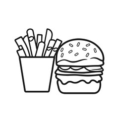 Burger and fries icon in minimalist vector style