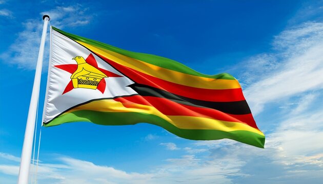 ジンバブエの国旗(waving national flag of Zimbabwe.)
