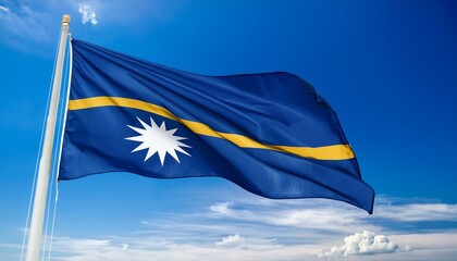 ナウルの国旗(waving national flag of Nauru.)
