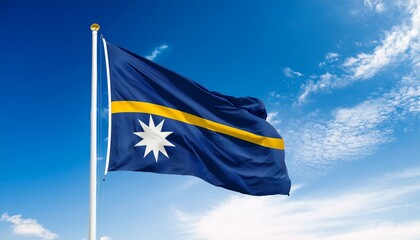 ナウルの国旗(waving national flag of Nauru.)
