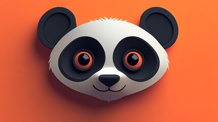 Fototapeta premium A stylized panda head against an orange background