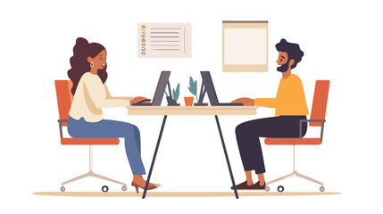 Fototapeta premium Professional Online Work Consultations Concept with Man and Woman