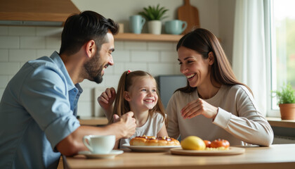Happy Family Enjoying a Meal Together