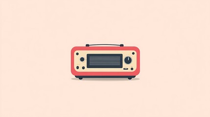Fototapeta premium Retro Red Vintage Radio Design Illustration