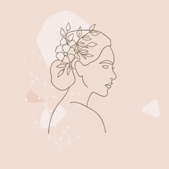 Hand Drawn Woman One Line Art Illustration