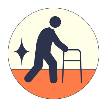 recommend clip art: Silhouette of an elderly person using a walker, symbolizing mobility and support.