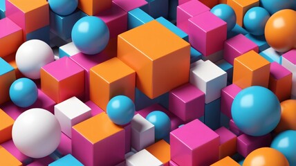 Obraz premium Abstract composition of colorful geometric 3D shapes