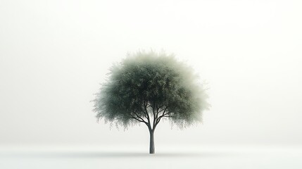 Fototapeta premium Single Tree Standing in Misty White Landscape