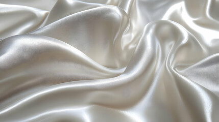 Obraz premium Close-up Photograph of a Draped Smooth White Fabric With Soft Subtle Wrinkles, Creating a Luxurious and Elegant Texture Background.