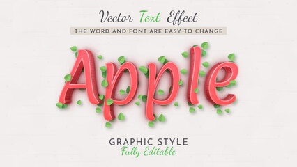 Apple Leaves Editable Text Effect, Graphic Style