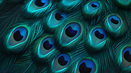 Obraz premium Close-up View of a Peacock's Feathers with Blue and Green Iridescent Colors