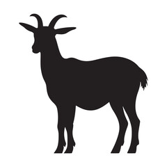 Obraz premium Silhouette of a Goat. Cattle. Black and white drawing by hand.