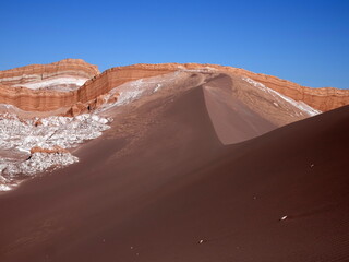 Sand dune in Atacama desert, Valley of the moon near San Pedro de Atacama, Chile. Scenic landscape...