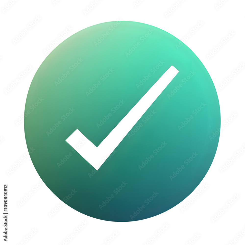 Poster green checkmark isolated on transparent background