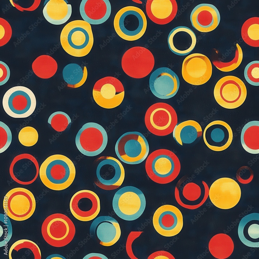 Aufkleber A vibrant pattern of colorful concentric circles against a dark background creating an eye-catching design