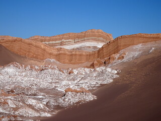 panoramic landscape in Valle de la Luna, Atacama desert in Chile, South America. Scenic travel...