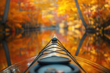 Kayak Paddling Through Autumnal Reflections