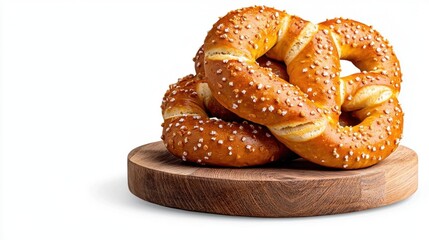 Fototapeta premium A photostock of classic pretzels with golden brown color on isolated on transparent PNG background, High Quality.