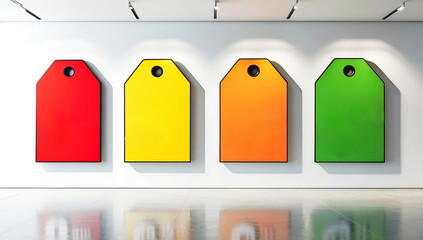 Modern Discount Labels with Bold Sans-Serif Numerals on White Background