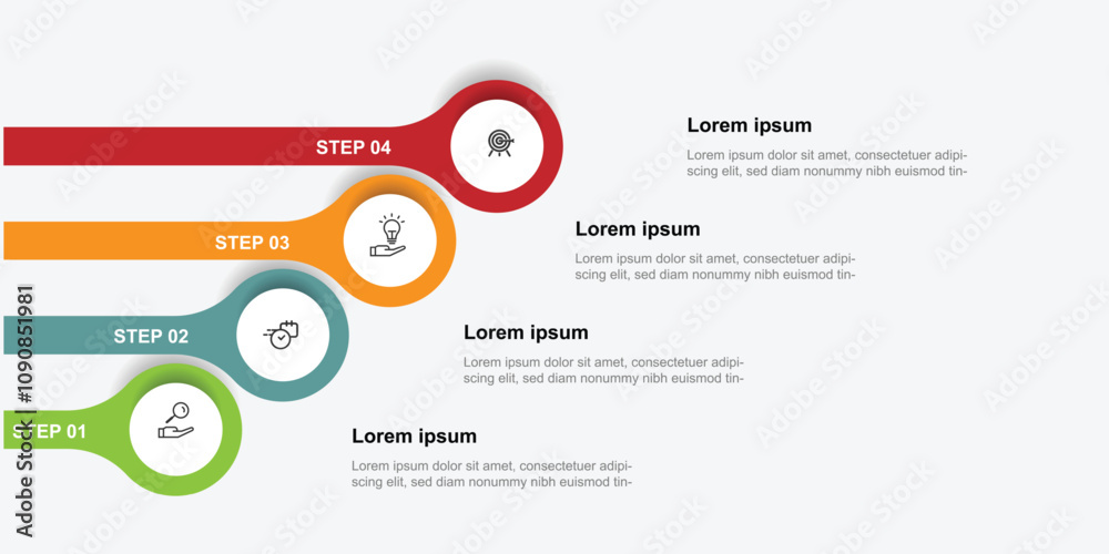 Leinwandbilder Design template Infographic vector with 4 step process suitable for business information and web presentation