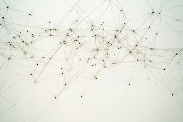 Abstract network with interconnected lines and dots on white