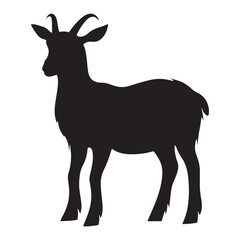 Obraz premium Silhouette of a Goat. Cattle. Black and white drawing by hand.