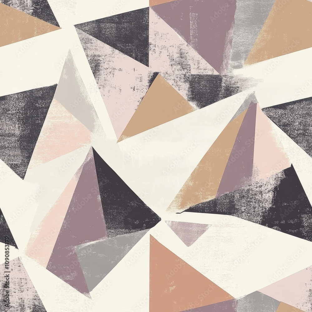 Aufkleber An abstract pattern featuring modern triangles in soft colors on a textured background, creating a stylish contemporary aesthetic