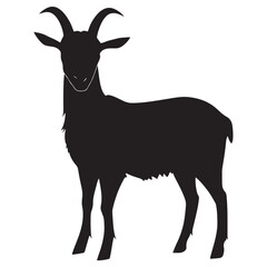 Fototapeta premium Silhouette of a Goat. Cattle. Black and white drawing by hand.