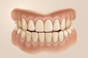 Fototapeta premium A detailed illustration of clean, aligned teeth and gums with realistic shading and anatomy