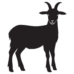 Fototapeta premium Silhouette of a Goat. Cattle. Black and white drawing by hand.