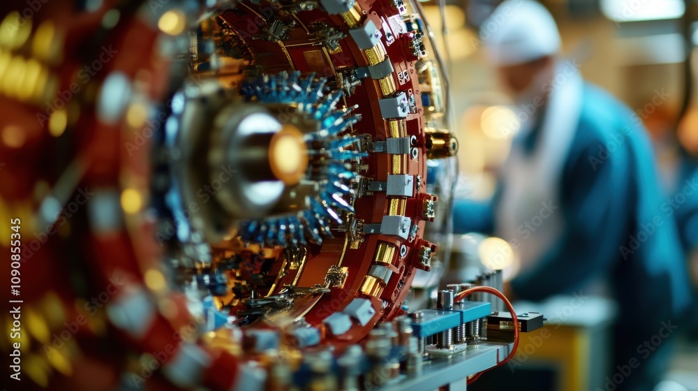 Leinwandbilder a detailed close-up of a particle collider model showcasing intricate components and engineering dur