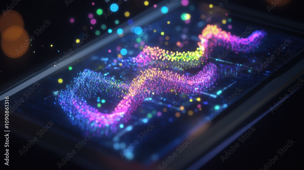 Poster Artistic visualization of the human genome in vibrant colors and dynamic patterns showcasing genetic complexity and beauty