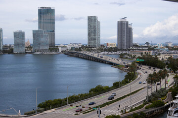 miami skyline, showing macarthur causeway and south beach