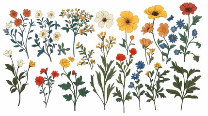 Obraz premium Vintage hand drawn medieval floral illustration poster background