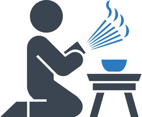 Obraz premium Reading with incense icon