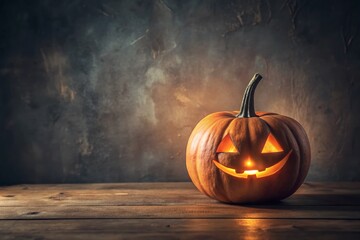 Minimalist Halloween Jack O'Lantern: A Simple Yet Striking Representation of Spooky Autumn Vibes with an Elegant Pumpkin Carving against a Subtle Background