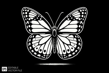 Obraz premium butterfly illustration black and white vector design