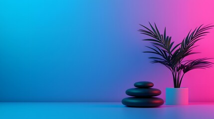 Obraz premium Tranquil Spa Room Featuring Aromatherapy Elements and Hot Stones for a Relaxing Experience. Natural Healing Concept