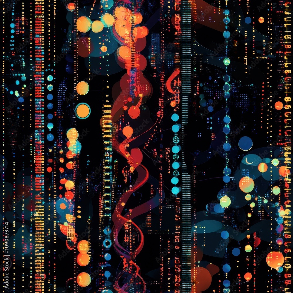 Leinwandbilder futuristic digital sequences create a vibrant pattern showcasing technology and innovation in a capt