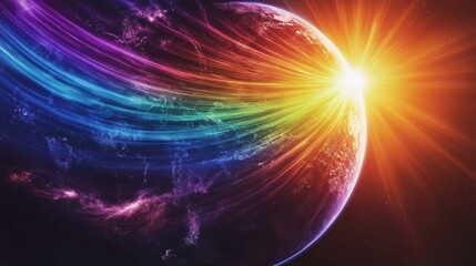 Fototapeta premium A vibrant view of Earth's magnetic field interacting with solar winds in a futuristic setting