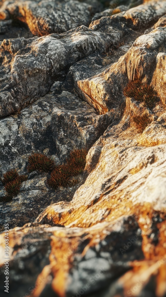 Poster unique close-up view of intricate rock formations showcasing textures and colors in natural light