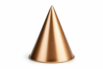 Photo Golden Cone Shape on White Background