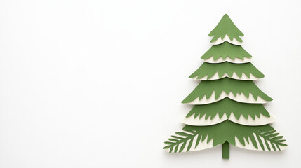 Fototapeta premium Decorative paper tree in green, showcasing layered design with white accents